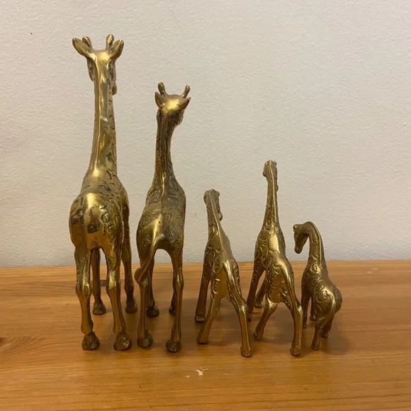 Vintage Brass Giraffes Set of 5 - Picture 7 of 9